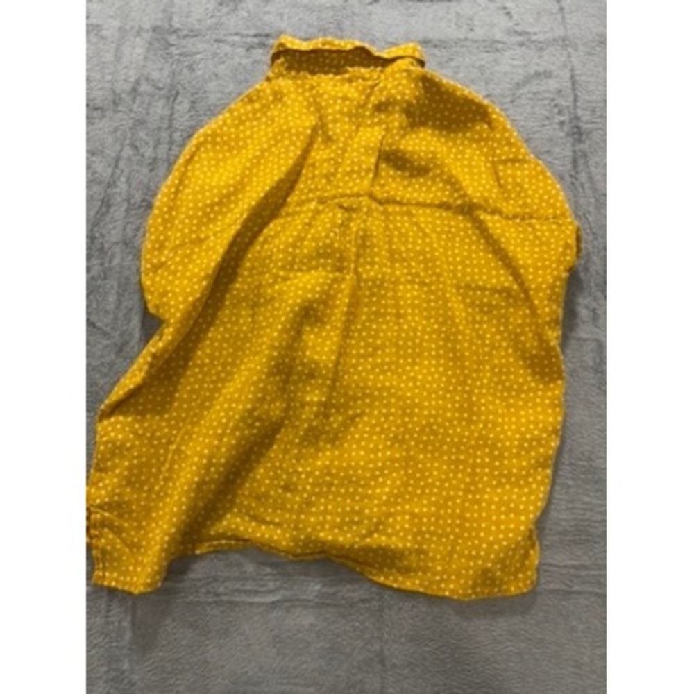 Rachel Zoe Linen Blouse Women Small Yellow Polka Dot Button Front Short Sleeve - Picture 9 of 9